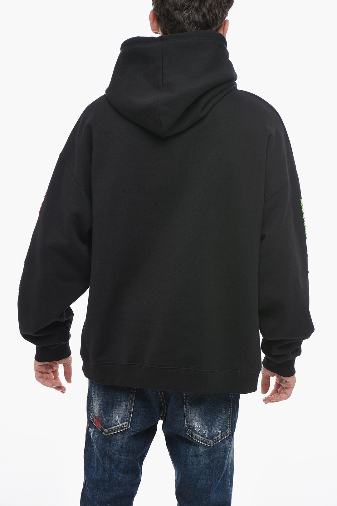 Dsquared2 Hoodie Sweatshirt with Multicolored Textured Dsquared2 Hoodie Sweatshirt with Multicolored Textured