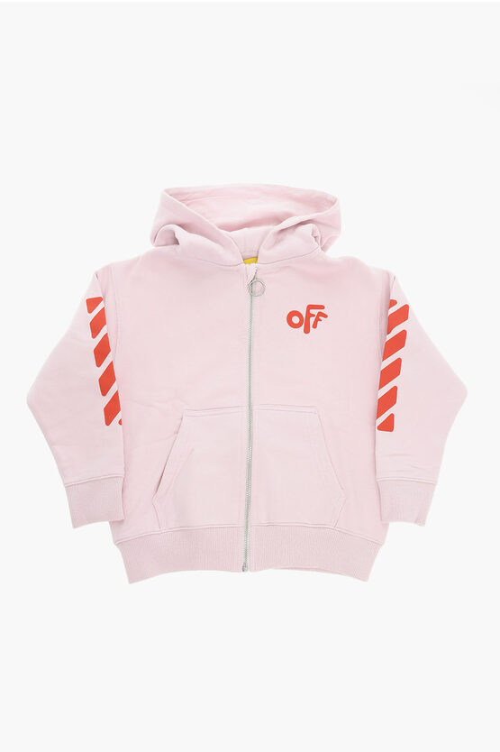 Off-white Kids' Hoodie Sweatshirt With Off Logo Print In Pink