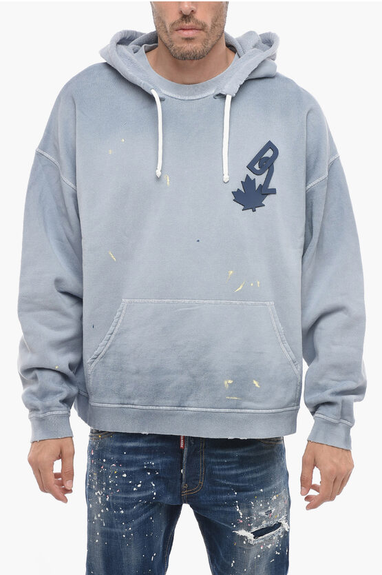 Shop Dsquared2 Hoodie Sweatshirt With Paint Splitter Pattern