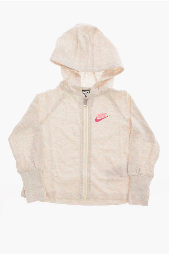 Nike Hoodie Sweatshirt With Zip Closure In Neutral
