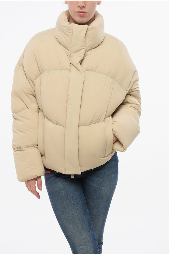 Bacon Hoodless New Order Down Jacket With Hidden Closure In Brown