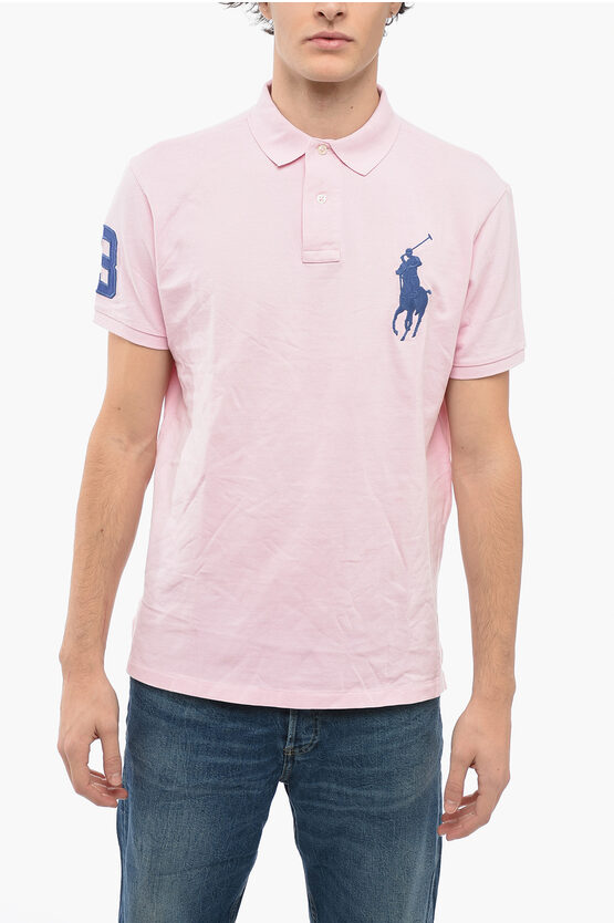 Polo Ralph Lauren Hopsack Cotton Custom Fit Polo With Embroideries In Pink