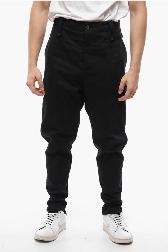 Alexander Mcqueen Hopsack Cotton Slim Fit Pants With Zipped Ankles
