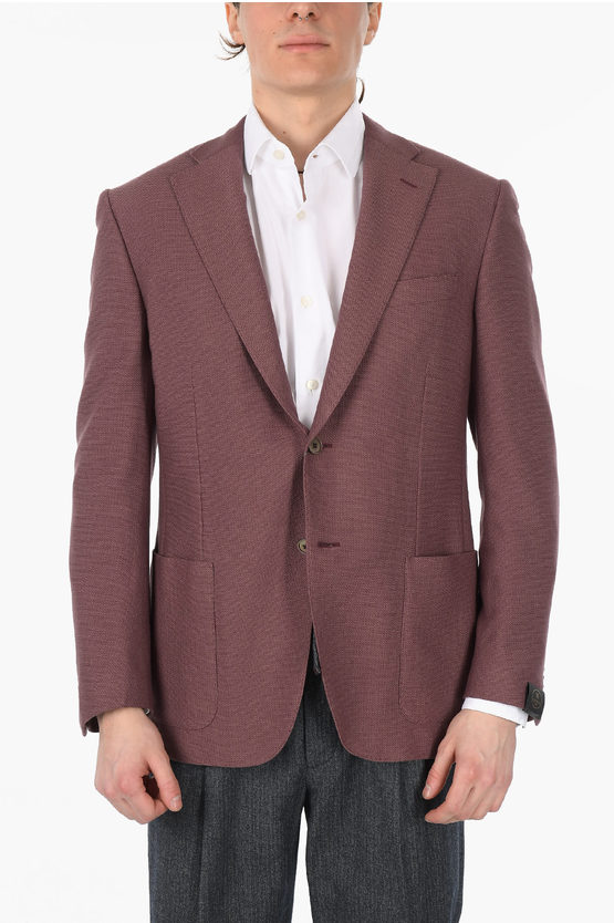 Corneliani Hopsack Leader Soft Blazer With Patch Pockets