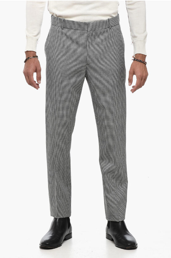 Shop Alexander Mcqueen Houdstooth Wool Slim-fit Pants