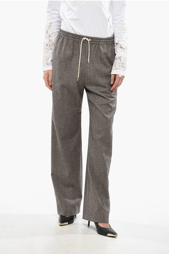 Celine Houndstooth Cashmere And Wool Pants Grösse 42 In Brown