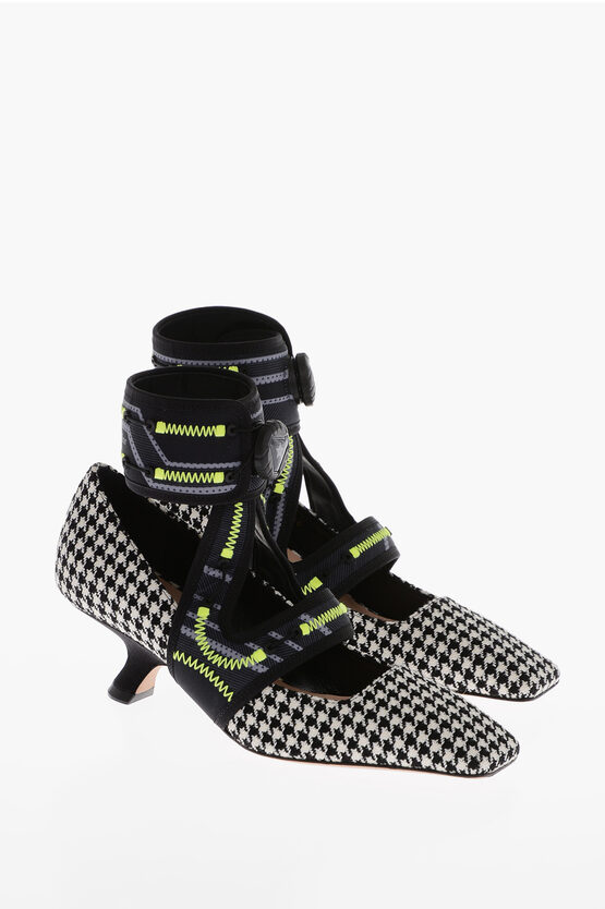 Shop Dior Houndstooth Fabric Pumps With Trek Strap 5cm