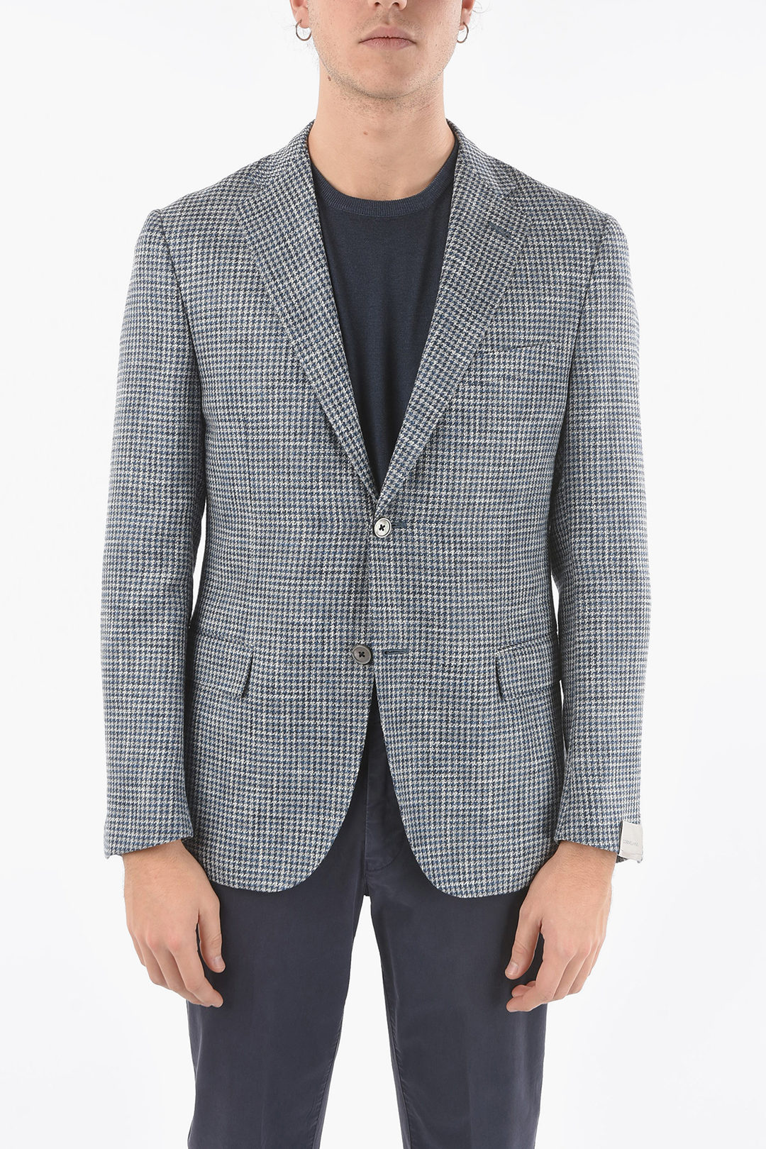 houndstooth GATE side vents notch lapel 2-button blazer