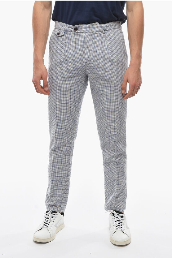 Cruna Houndstooth Motif Smooth Fit Raval Pants In Gray