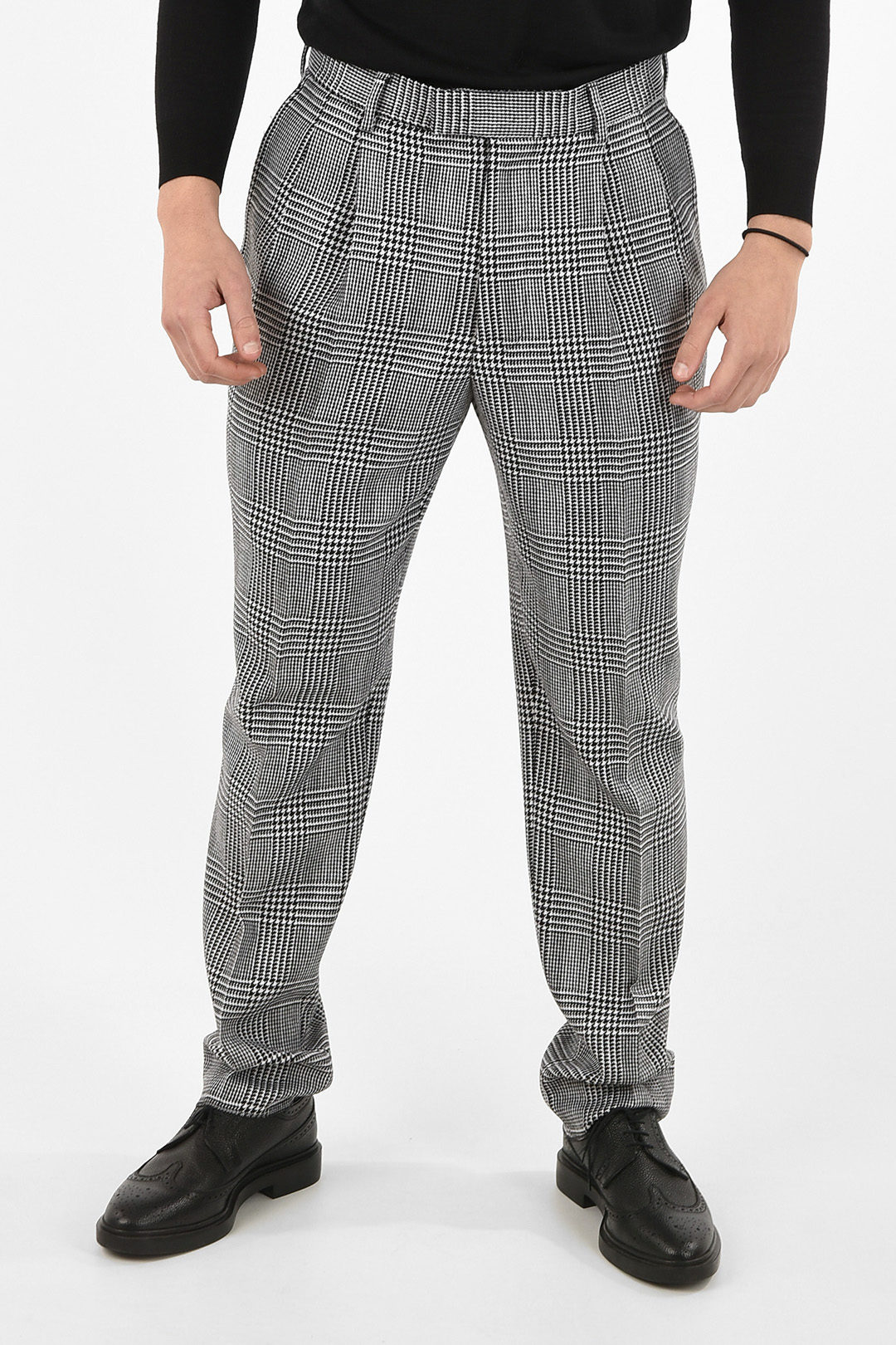 Alexander McQueen houndstooth single pleat trousers men - Glamood Outlet
