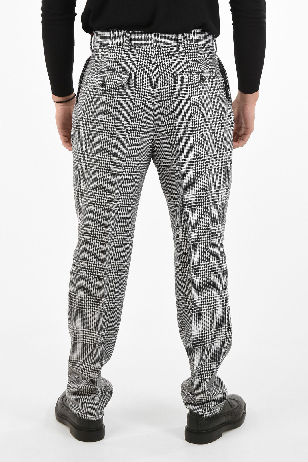 Alexander McQueen houndstooth single pleat trousers men Glamood Outlet