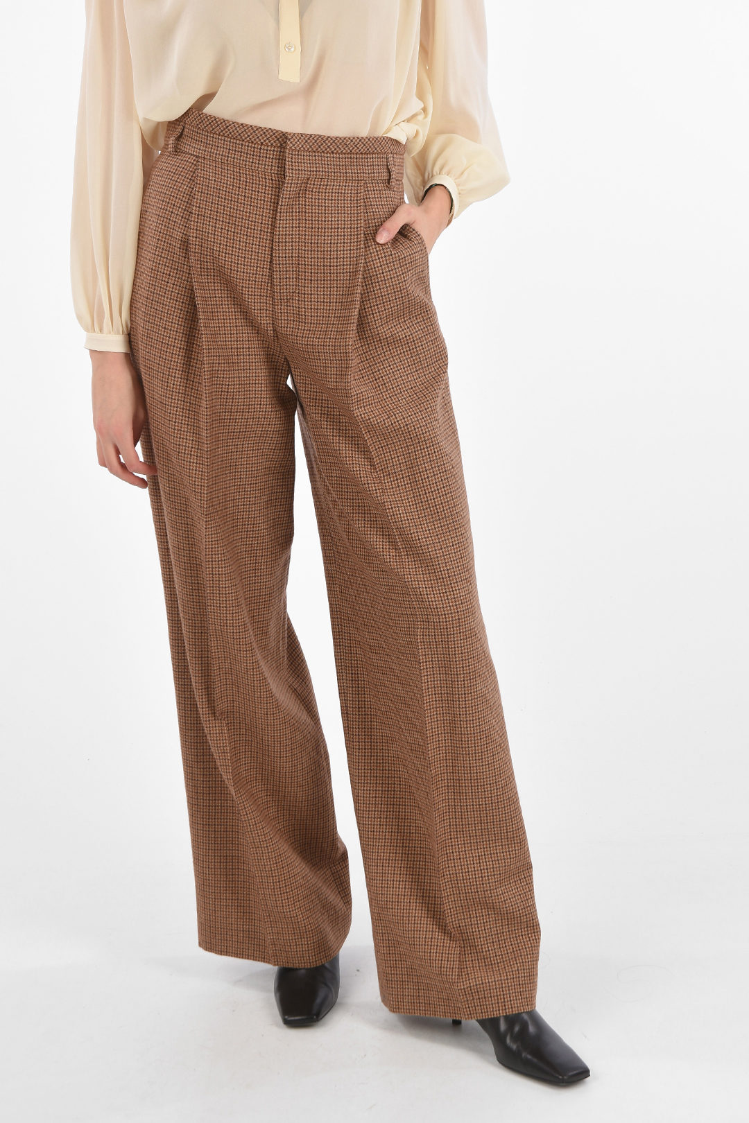 womens brown houndstooth pants