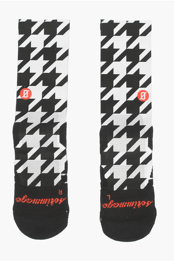 Scrimmage Houndstooth Two-tone Socks In Black