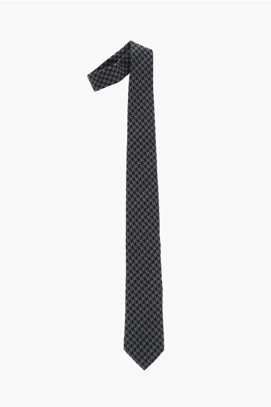 Corneliani Houndstooth Virgin Wool And Silk Tie