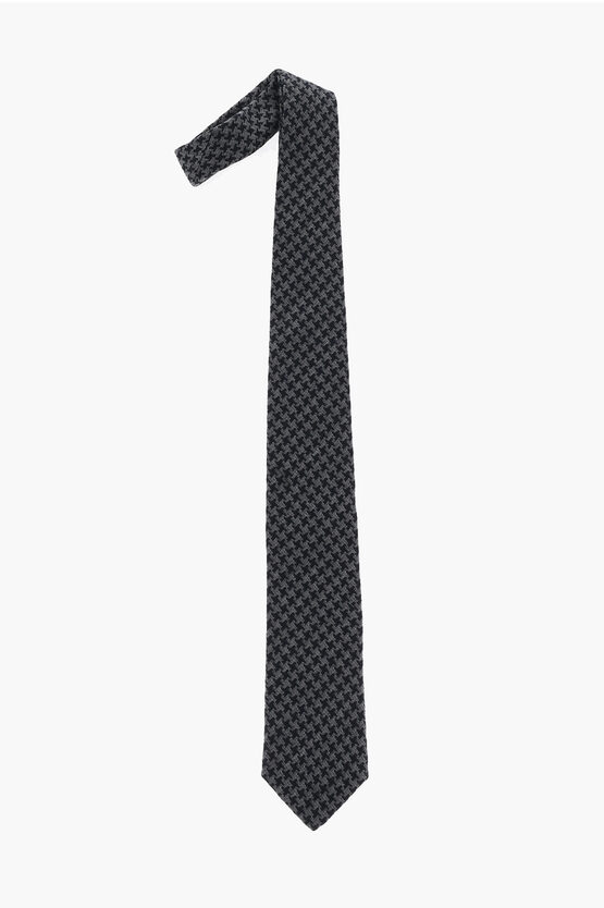 Corneliani Houndstooth Virgin Wool And Silk Tie