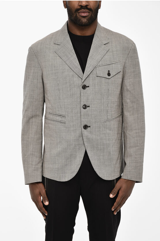 Dsquared2 Houndstooth Virgin Wool Side Vents 3-button Blazer