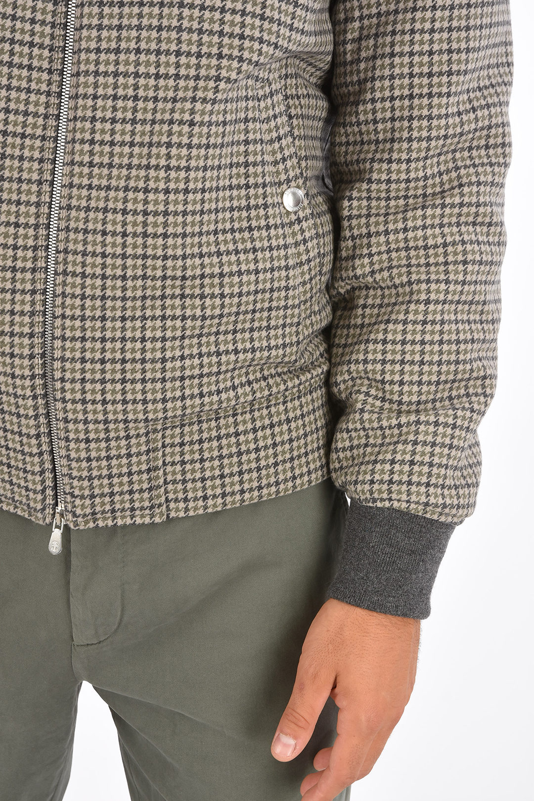 Brunello Cucinelli Houndstooth Wool and Cashmere Bomber Jacket men