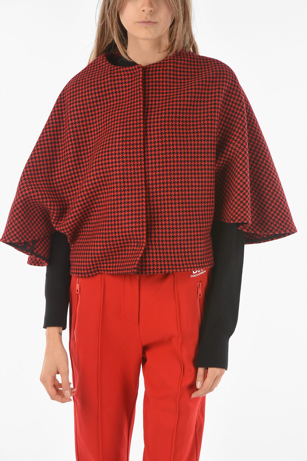 spellen briefpapier Demonstreer Red Valentino Houndstooth Wool Cropped Cape women - Glamood Outlet
