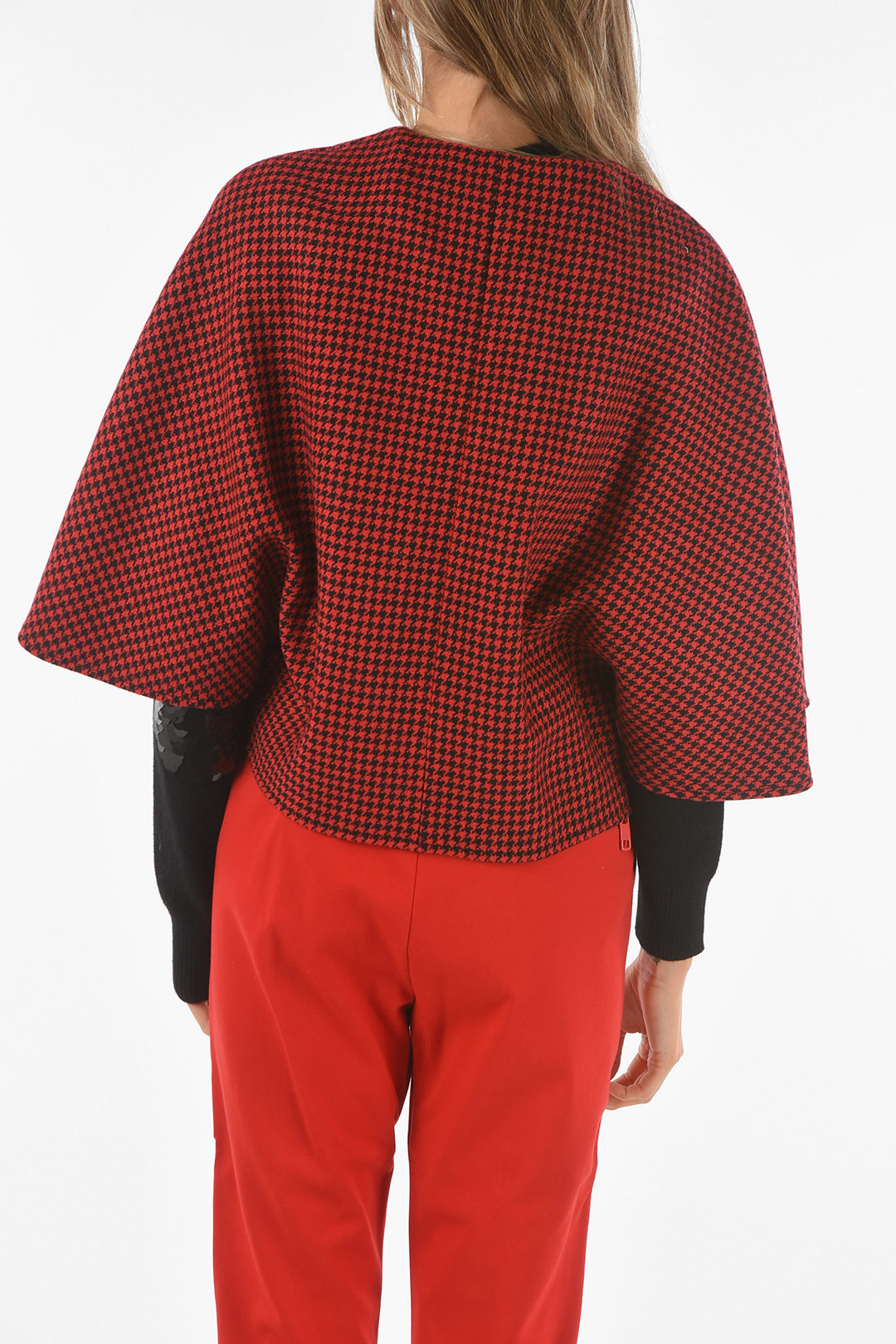 spellen briefpapier Demonstreer Red Valentino Houndstooth Wool Cropped Cape women - Glamood Outlet