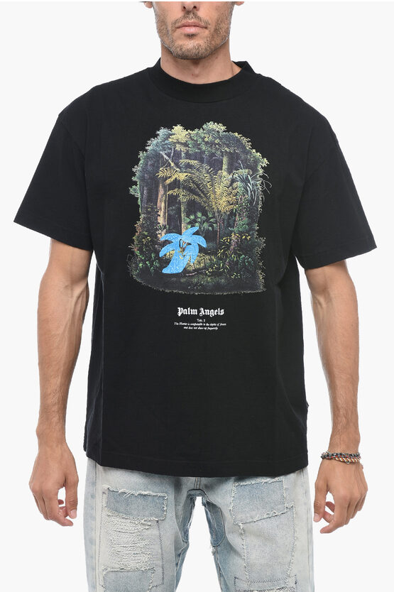 Shop Palm Angels Hunting In The Forest T-shirt With Embossed Print