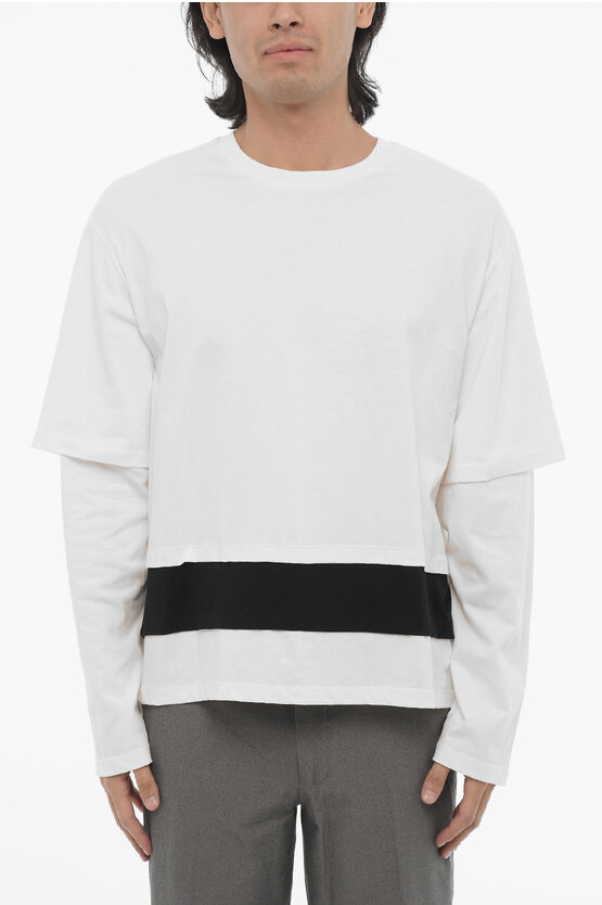 Neil Barrett Hybrid Crew-neck T-shirt With Triple Hem In White