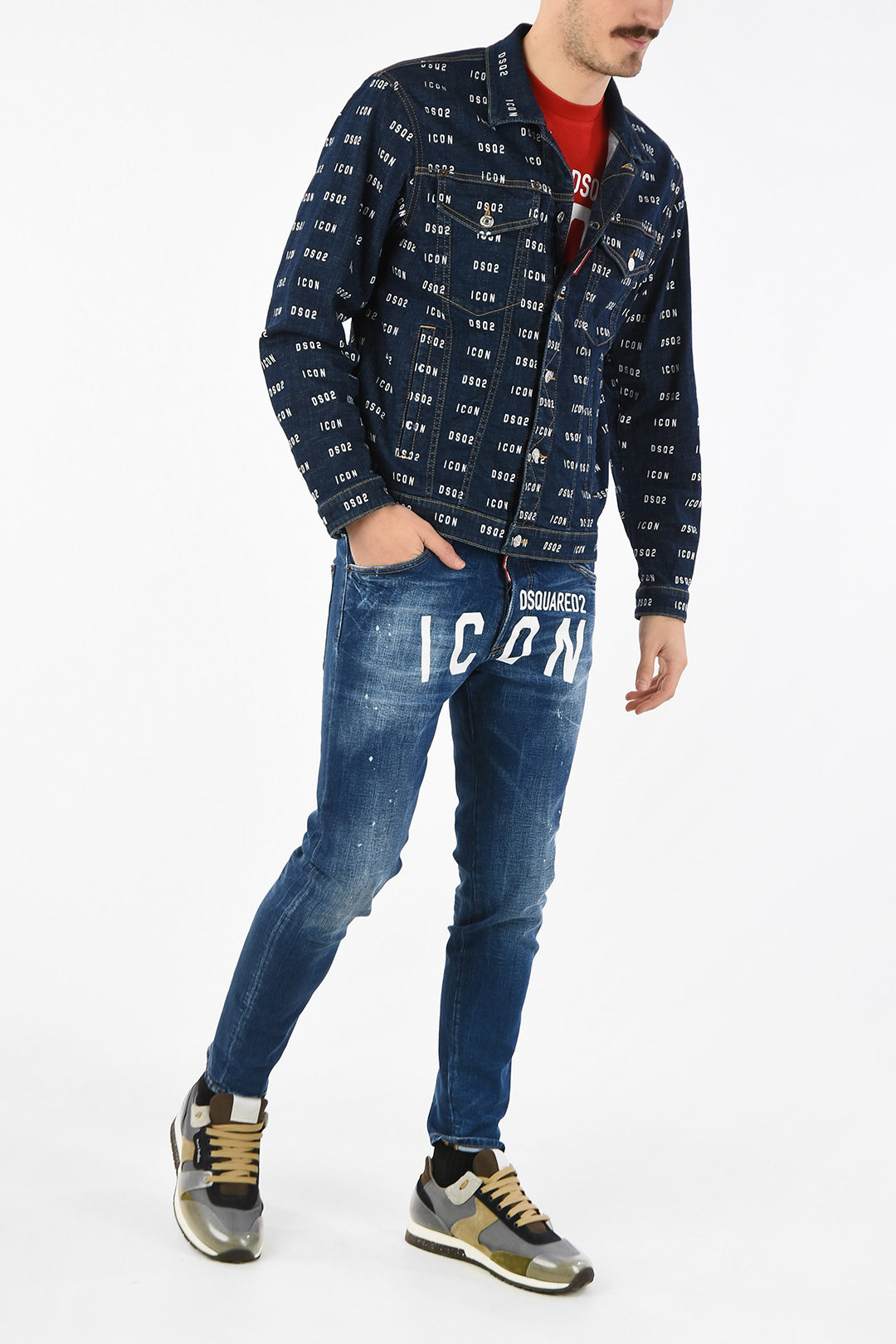 ICON All Over Logo-Print Denim Jacket