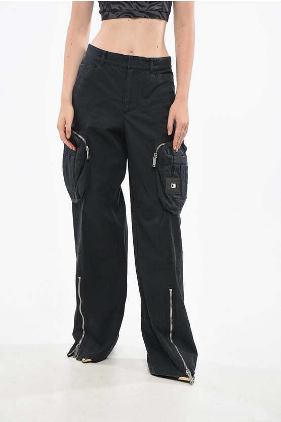 Dsquared2 Icon Baggy Fit Cargo Pants With Ankle Zip Grösse 38 In Black