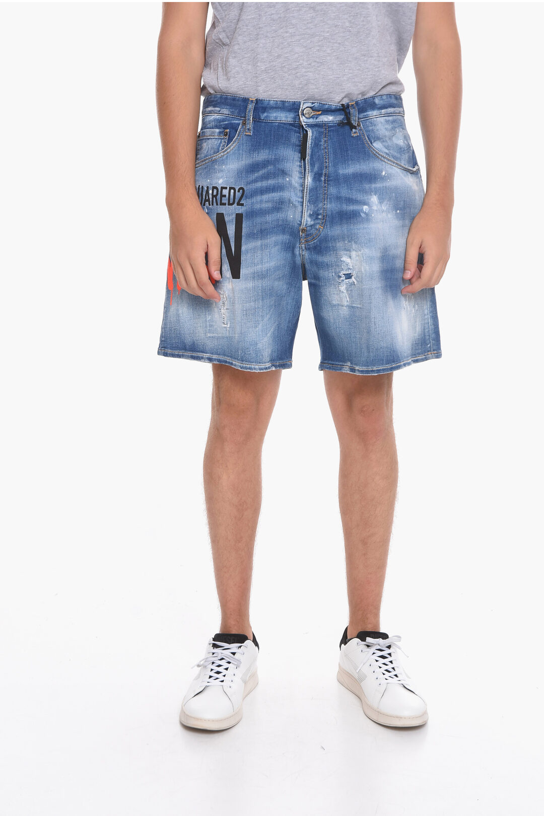 Dsquared2 ICON BOXER Denim Shorts with Distressed Effect men