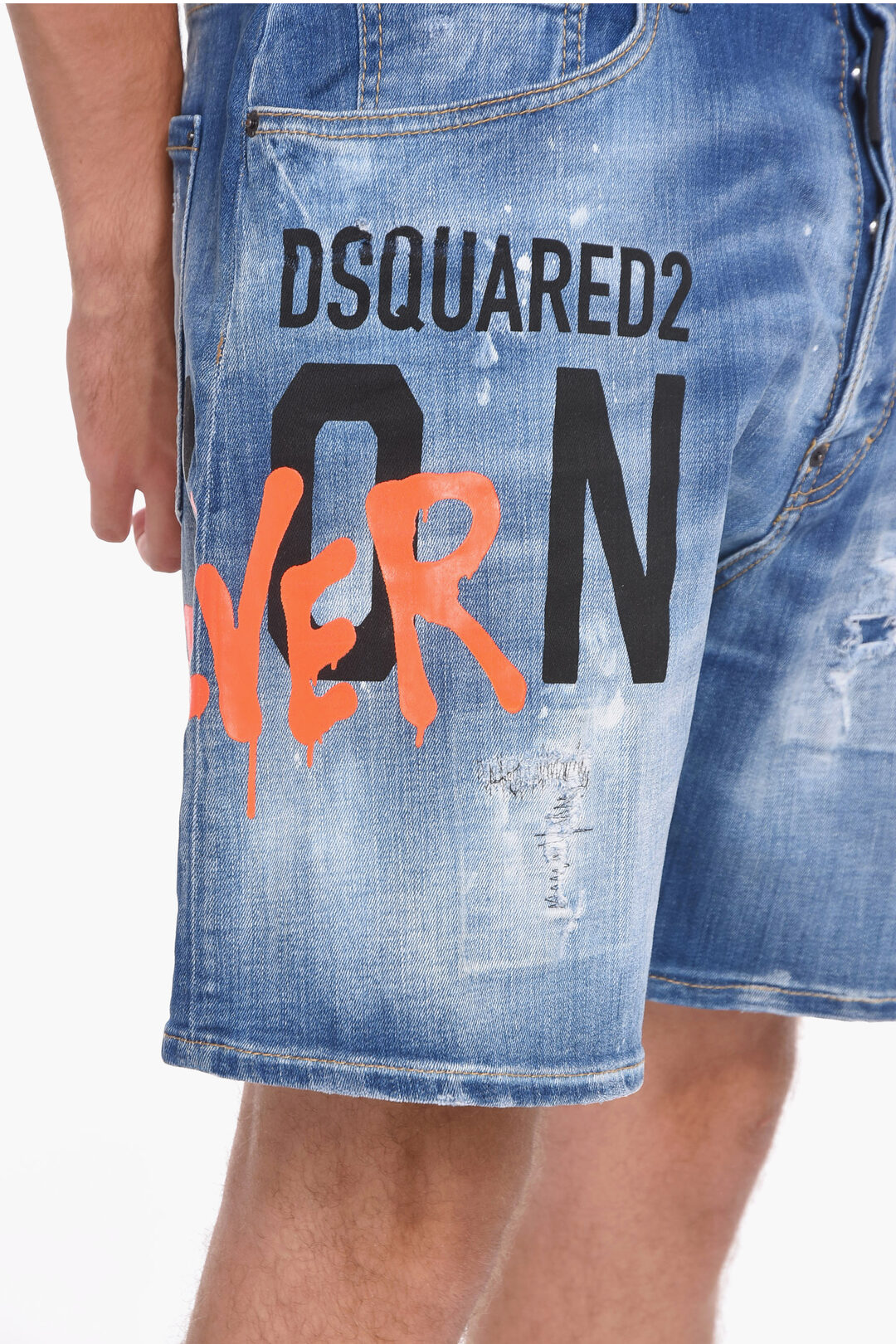 Dsquared2 ICON BOXER Denim Shorts with Distressed Effect men