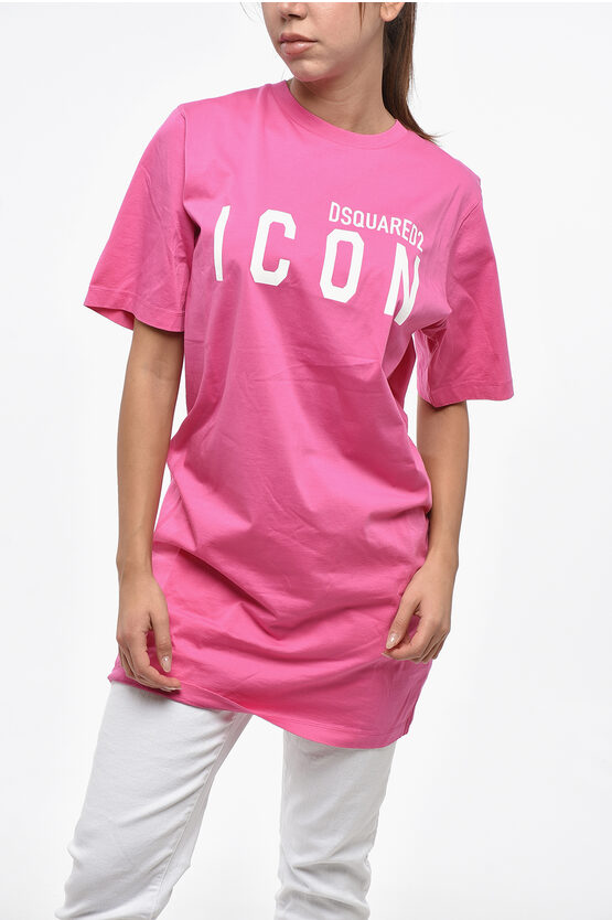 Dsquared2 Icon Cotton Easy Tee Dress With Print In Animal Print