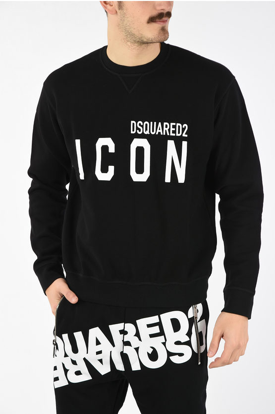 Dsquared2 ICON Felpa COOL FIT Girocollo in Cotone Garzato con