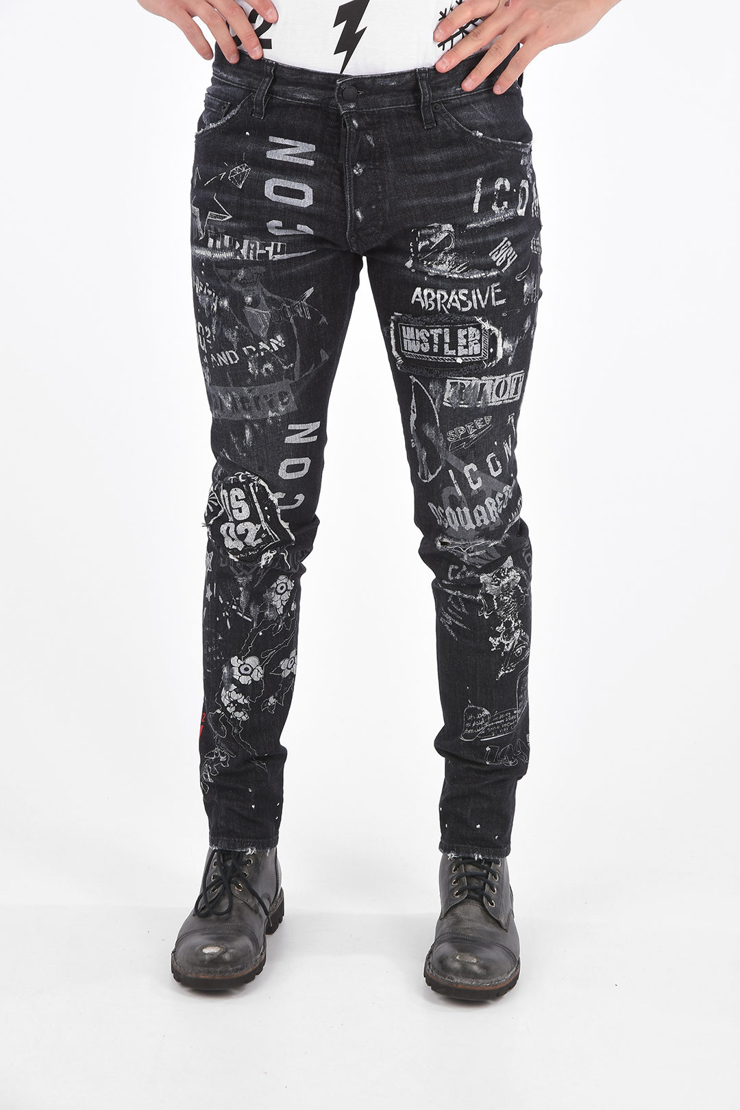 ICON Graffiti Printed COOL GUY Jeans 17cm