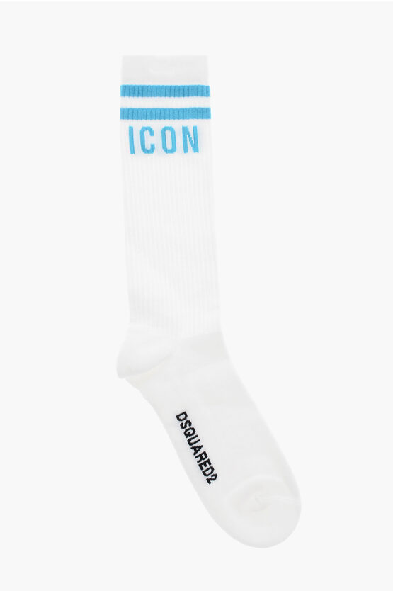 Dsquared2 Icon Long Socks With Contrasting Monogram In White