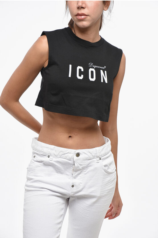 Dsquared2 Icon Open Back Cropped Tank Top In Multi