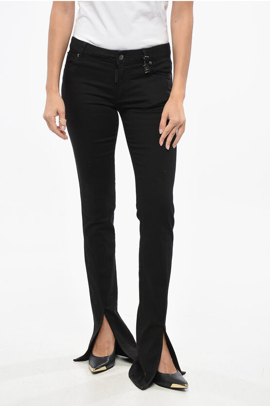 Dsquared2 Icon Regular Fit Trumpet Jeans With Charm 17cm In Black