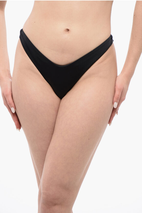 DSQUARED2 ICON SOLID COLOR BIKINI BOTTOMS WITH CONTRASTING LOGO