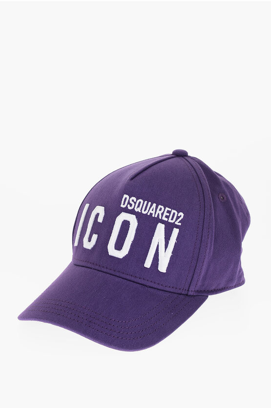 Dsquared2 Icon Solid Colour Cap With Embossed Logo In Purple