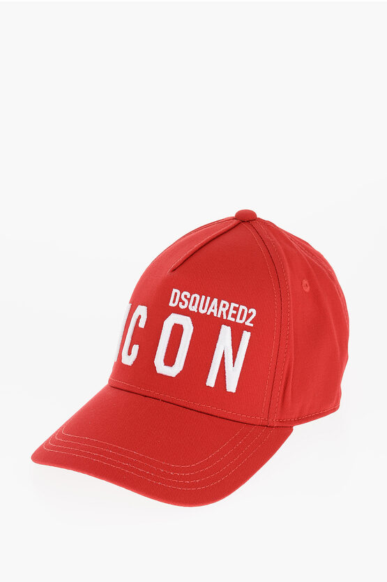 Dsquared2 Icon Solid Color Cap With Embossed Logo In Red