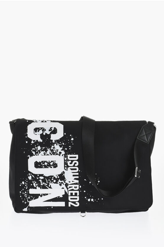 Dsquared2 Icon Solid Color Shoulder Bag With Icon Splash Print