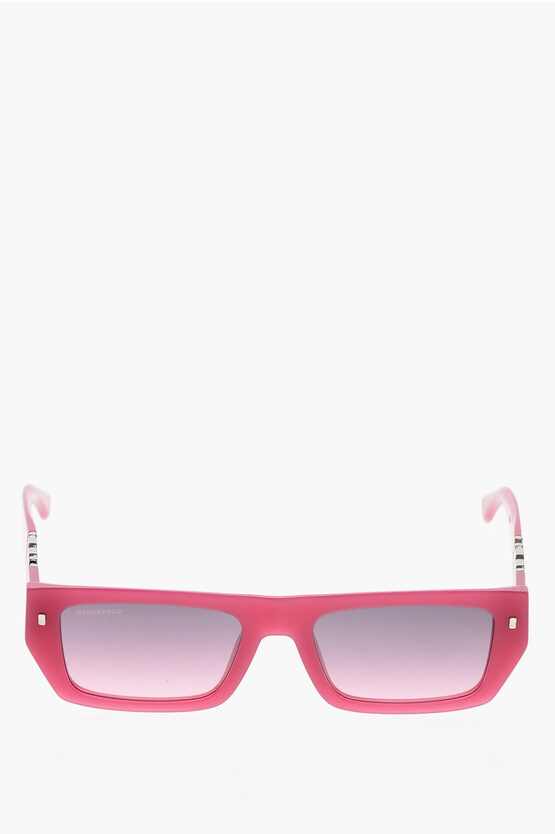 Dsquared2 Icon Solid Color Sunglasses With Rectangular Frame In Pink