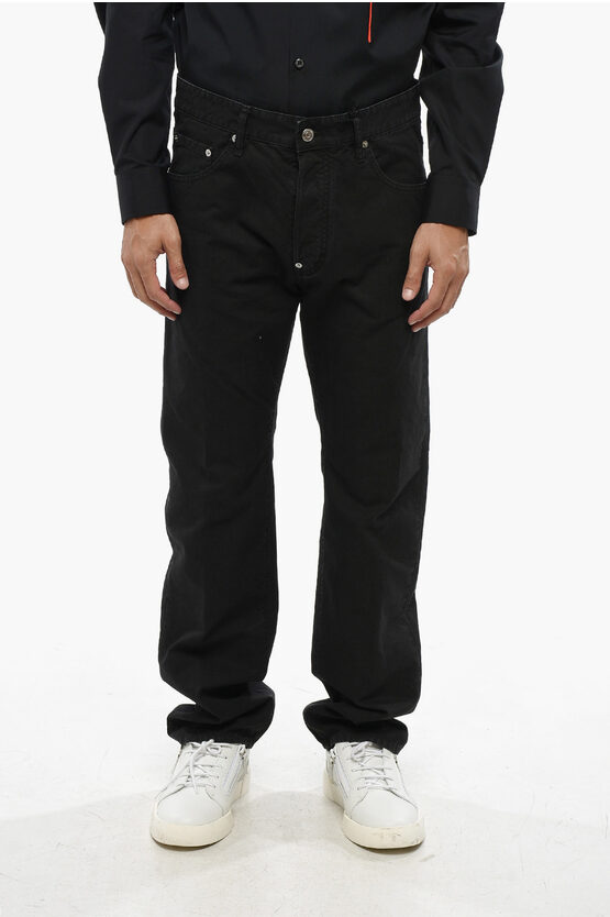 Dsquared2 Icon Straight Leg Jeans With Silver-tone Buttons 20cm In Black