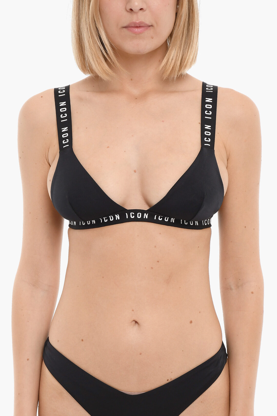 Calvin Klein - Brasiliana bikini nera con fascia con logo a contrasto