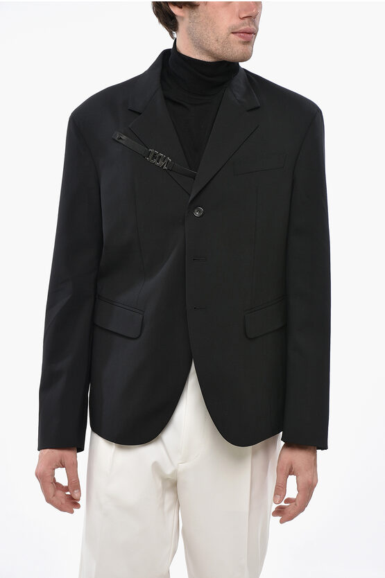 Dsquared2 Icon Virgin Wool Work Blazer With Metal Detail In Animal Print