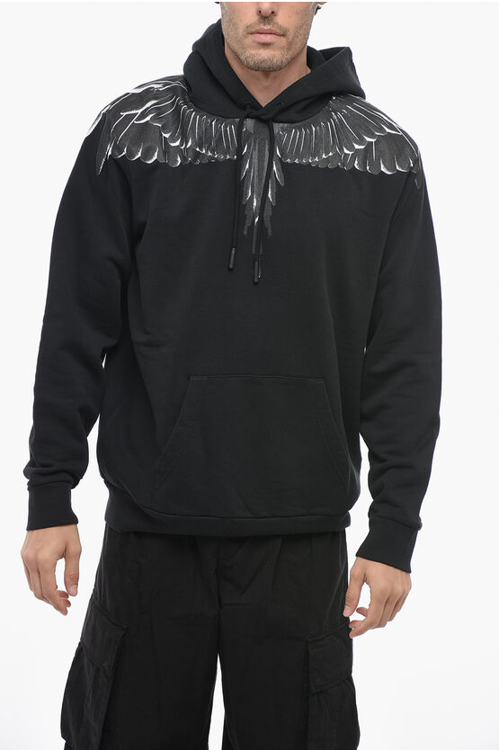 Shop Marcelo Burlon County Of Milan Icon Wings Hoodie Sweatshirt With Print