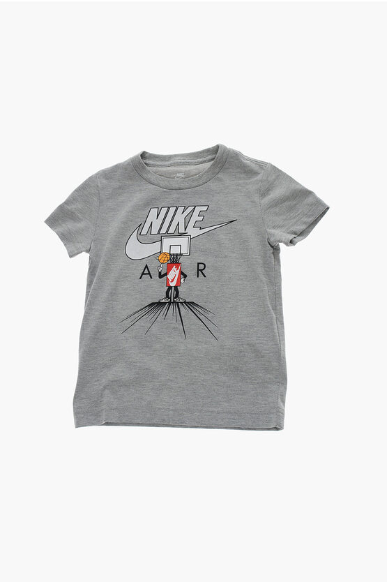 Nike KIDS Crew-neck T-Shirt and Biker Shorts Set with Printed Logo