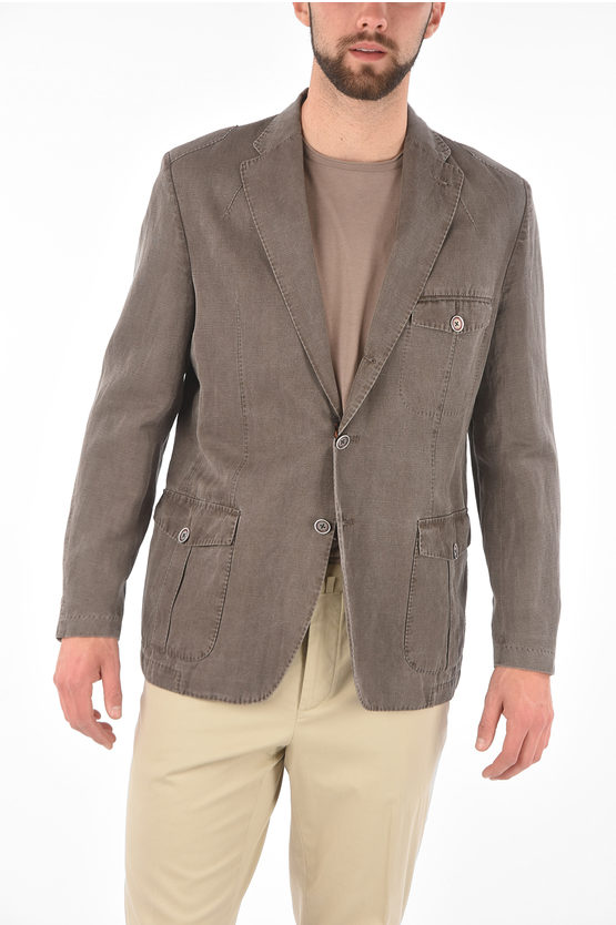 Shop Corneliani Id 3 Button Linen Blend Blazer With Patch Pocket