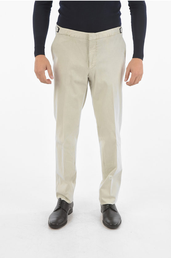 Corneliani Id 4 Pocket Martingale Stretch Cotton Pants In White