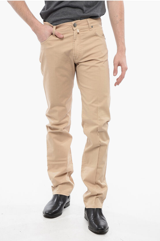 Corneliani Id 5-pocketed Stretch Cotton Pants With Belt Loops In Brown