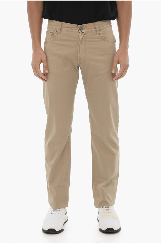 CORNELIANI ID 5-POCKETED STRETCH COTTON PANTS 