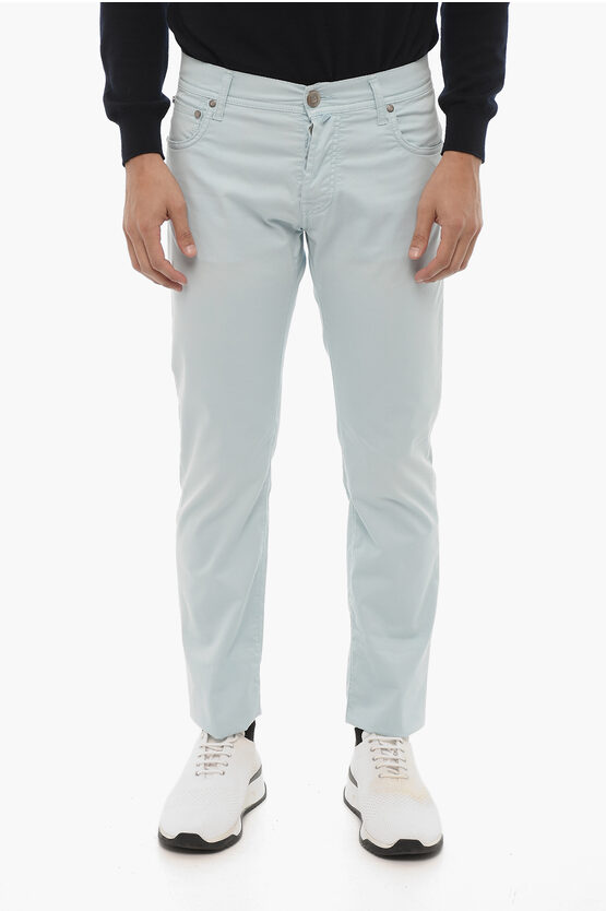 Shop Corneliani Id 5-pocketed Stretch Cotton Pants